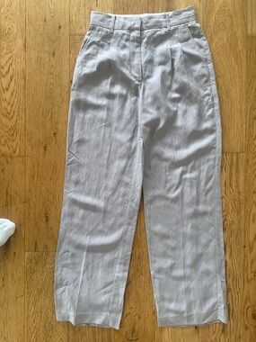 Wilfred Light Gray High-Waist Pleated Trousers